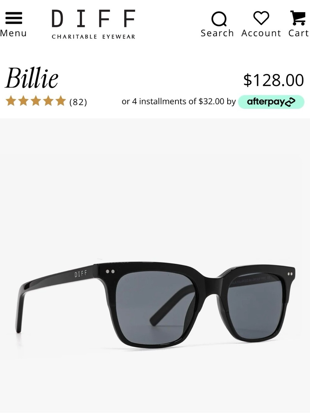 DIFF Billie 52mm Polarized Square Sunglasses for Men New